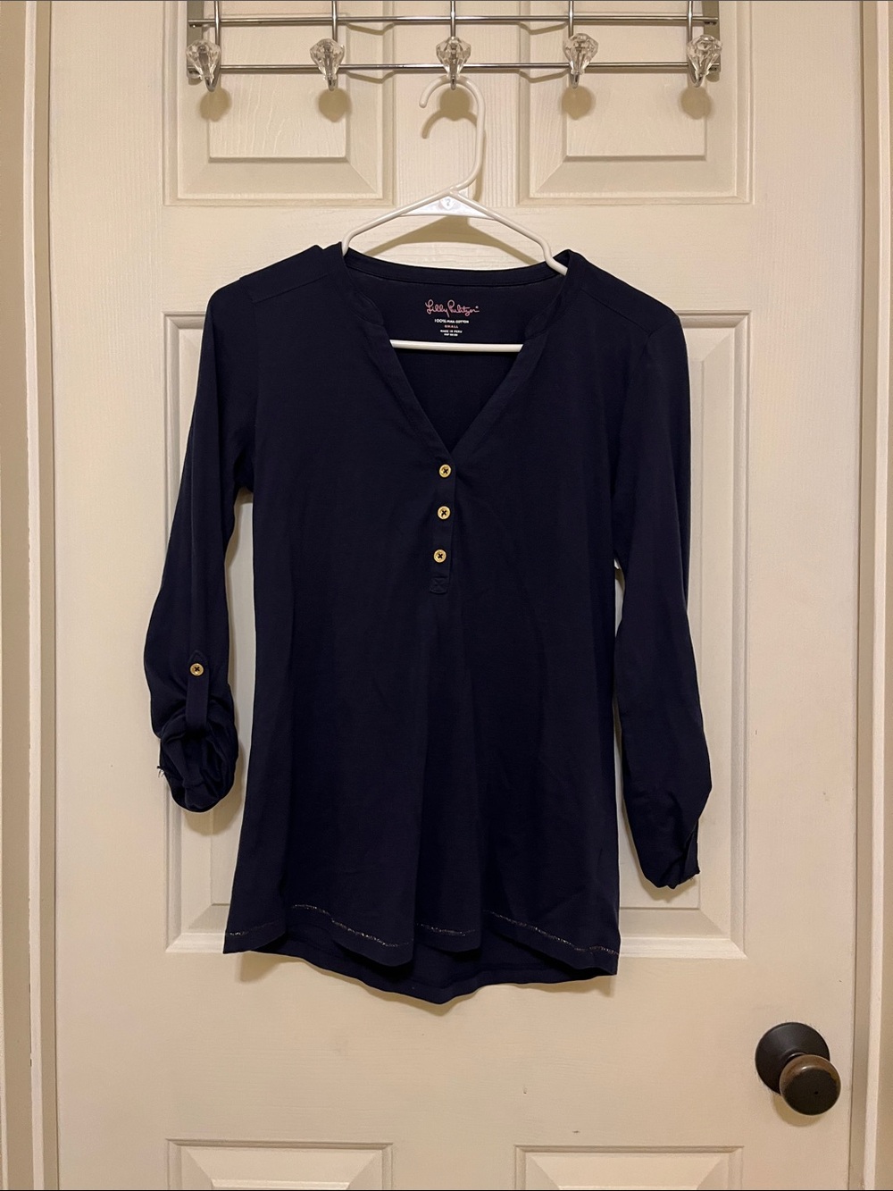 Lilly Pulitzer Navy Long-Sleeve Henley Top